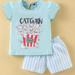 Teddy Sinker Half Sleeves Kittens Printed Night Suit - Blue-image-8