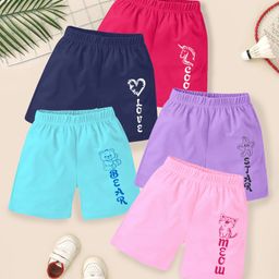 KUCHIPOO Pack of 5 Unicorn & Starfish Printed Shorts - Multi Colour-image-94