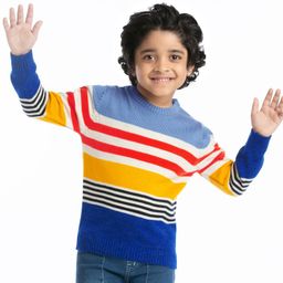 Babyhug Knitted Full Sleeves Striped Pullovers Sweater- Multicolor-image-41