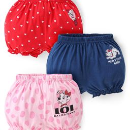 Babyhug Disney Lycra Knit Bloomers with Polka Dots &101 Dalmatians Print Pack of 3- Red Blue & Pink-image-88