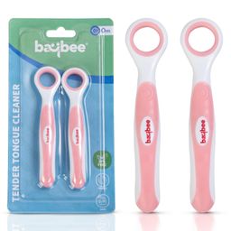 Baybee Soft Silicone Baby Tongue Cleaner set of 2 Pcs BPA Free Kids Oral care with Anti Chock Shield Tongue Scraper 100% Safe for Children Easy Grip Antibacterial Infant Tongue Cleaner Toothbrush (Pink)-7