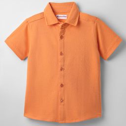 Kookie Kids Knit Half Sleeves Solid Shirt - Orange-image-69