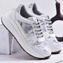 Shoetopia Abstract Designed Lace Up Shoes - Grey & White-image-36