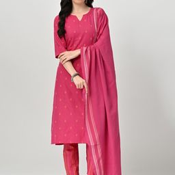 AMBI Women Printed Regular Kurta with Trousers & With Dupatta-image-82