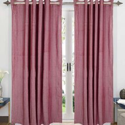 Saral Home Maroon Set of 2 Striped Room Darkening Long Door Curtain-10