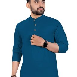 EdinWolf Men Solid Daily Cotton Short Kurta-image-95