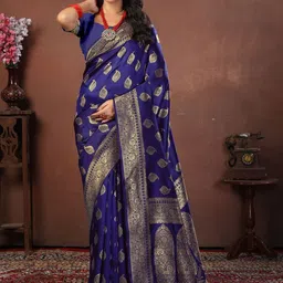 Kesudi Ethnic Motifs Zari Art Silk Heavy Work Banarasi Saree With Blouse Piece-picture-11