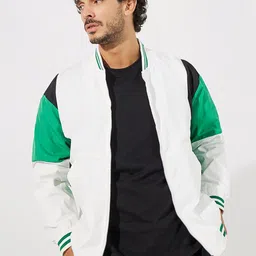 Styli Men Retro Colorblocked Bomber Jacket with Rib Detail-image-21