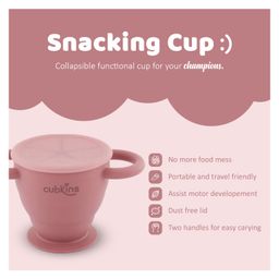 CUBKINS Snack Cup with Lid for Children | Collapsible | Suction Base | Soft & Smooth Flips | 100% Silicone, BPA Free, Food Grade, FDA Approved | Easy to Clean (Raspberry) image 4