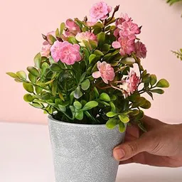 MARKET99 Green & Pink Artificial Plant With Pot-image-71