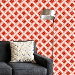 ArtzFolio Printed UV-Resistant Anti-Bacterial Red Criss-CrossPeel & Stick Wallpaper-12