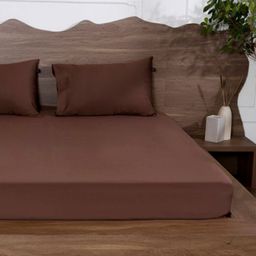 BELIHODE Brown King Bedsheet with 2 Pillow Covers-image-42