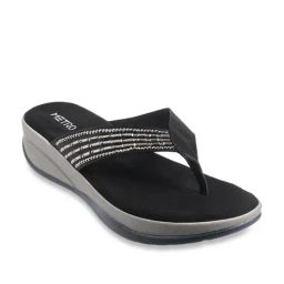 Metro Women's Black Thong Wedges-image-59
