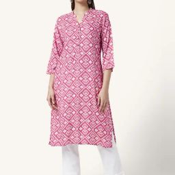 Rangmanch by Pantaloons Pink Printed Straight Kurta-picture-39