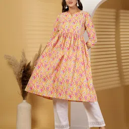 LARGISH Women Floral Printed Casual Cotton A-Line Kurta-image-50
