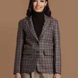 Allen Solly Grey Chequered Blazer-picture-14