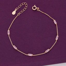 Kai Jewel Sterling Silver Pink Zircon Minimal Rose Gold Bracelet for Women-image-18