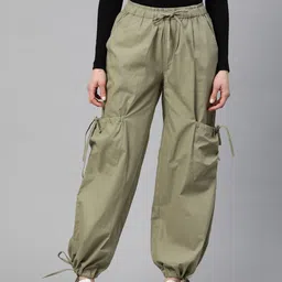 Popnetic Loose Fit High-Rise Pure Cotton Parachute Cargos Trousers-picture-19