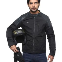 Royal Enfield Black Full Sleeves Mandarin Collar Jacket-image-32