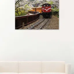 999store Brown & Red Alishan Forest Train Canvas Painting-35