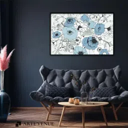 ARTE'VENUE Poppies Blue & White Canvas Wall Art - Set of 1 (15 X 10 inch)-image-61