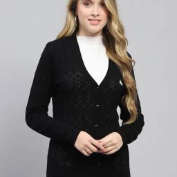Monte Carlo Black Regular fit Self Design Cardigans-picture-27