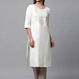 Aurelia Off-White Embroidered Straight Kurta-image-25