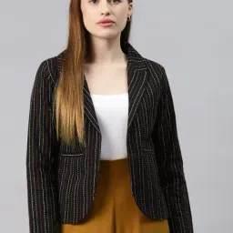 Cottinfab Black Striped Blazer-image-66