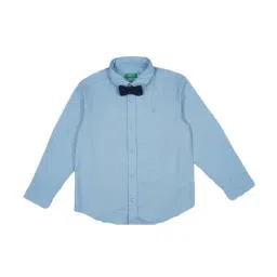 United Colors of Benetton Kids Blue Cotton Shirts-picture-49