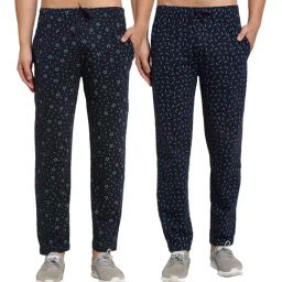 Vimal Jonney Navy Regular Fit Printed Trackpants - Pack of 2-image-73
