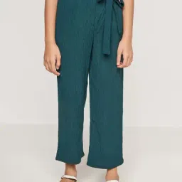 Global Desi Girl Kids Teal Blue Straight Fit Trousers-image-31