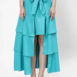 Lela Blue Cotton Assymetric Skirt-image-20