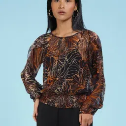 Label Ritu Kumar Black Printed Top With Camisole-image-76
