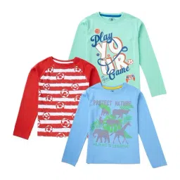 Cub McPaws Kids Multicolor Cotton Printed Full Sleeves T-Shirt (Pack of 3)-image-59