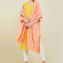 Soch Peach Woven Pattern Dupatta-28