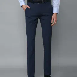 Louis Philippe Navy Slim Fit Texture Trousers-picture-25