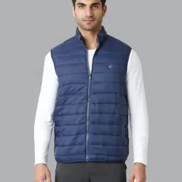 Van Heusen Athleisure Regular Fit Extra Warm High Neck Woven Jacket - Navy-22