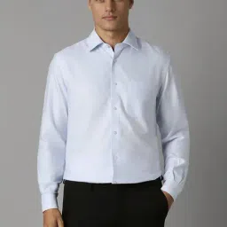 Louis Philippe Blue Cotton Regular Fit Texture Shirt-picture-11