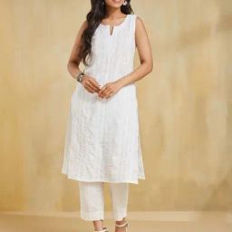 Fabindia White Embroidered Kurtas-picture-18