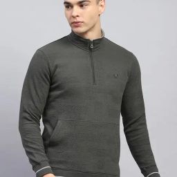 Monte Carlo Olive Regular Fit Self Pattern Sweatshirt-image-58