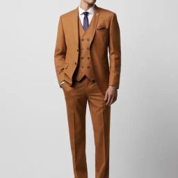 Van Heusen Brown Slim Fit Three Piece Suits-image-82