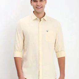 Allen Solly Yellow Cotton Slim Fit Shirt-image-99