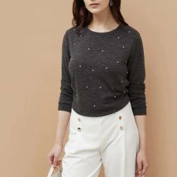 Code by Lifestyle Grey Embellished Top-image-16