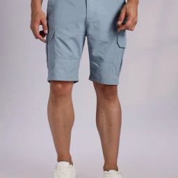 Thomas Scott Mid blue Cotton Regular Fit Cargo Shorts-picture-25