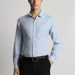 Peter England Blue Slim Fit Texture Shirt-picture-7