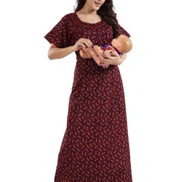 NIGHT QUEEN Women Floral Printed Maxi Nightdress-picture-30