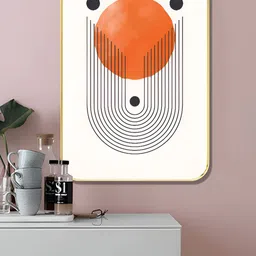 Myntra Elegant Homes White & Orange 1 Piece Wooden Geometric Wall Art-image-83