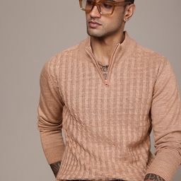 The Roadster Life Co. Self Design Knitted Half Zipper Sweater-image-50