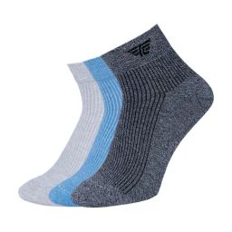 Red Tape Grey & Charcoal Blue Textured Medium Ankle Length Socks Melange -Set of 3-88