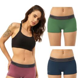 Freecultr Multicolored Plain Boy-Shorts Panties - Pack Of 3-image-96